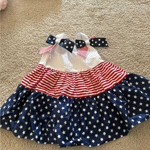 Bonnie Baby Red and Blue Striped Dress, patriotic